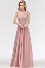 Elegant Lace Sweetheart Bridesmaid Dresses Dusty Rose Chiffon Wedding Party Dress