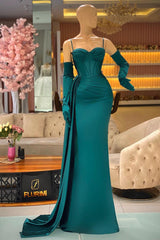 Elegant Long Dark Green Spaghetti Straps Prom Dress With Ruffles