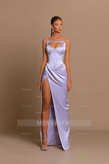 Elegant Long Lilac Spaghetti Straps Mermaid Sleeveless Prom Dress