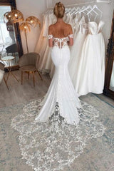 Elegant Long Mermaid Off-the-shoulder Wedding Dresses With Lace