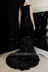 Elegant Long Red Mermaid Sleeveless Prom Dress With Lace