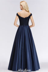 Elegant Off-the-Shoulder Ruffles Beads Prom Dresses | A-Line Sleeveless Evening Dresses