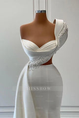 Elegant One-Shoulder Sweetheart Sleeveless A-line Wedding Dresses With Beads