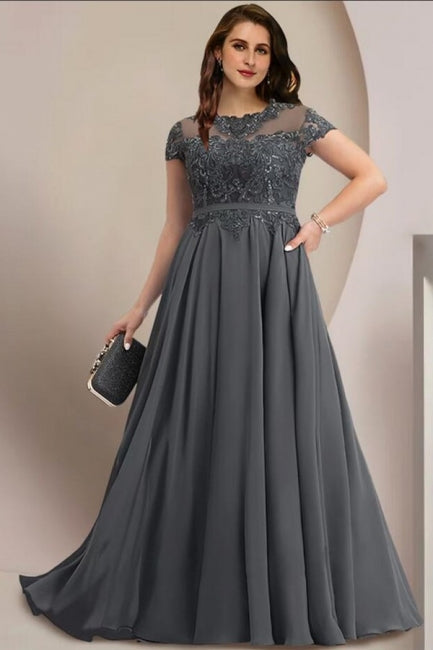 Elegant Plus Size A-line Cap Sleeves Bridesmaid Dresses Mother Of The Bride Dresses