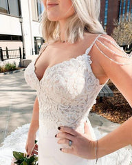 Elegant Simple Mermaid Wedding Dresses with Lace