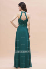 Elegant Straps Peacock Chiffon Appliques Bridesmaid Dresses Sleeveless On Sale