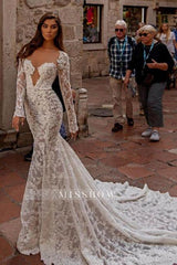 Elegant sweetheart longsleeves mermaid lace Wedding dresses