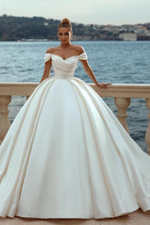 Elegant Sweetheart Off-the-shoulder Wedding Dresses Sweep Train
