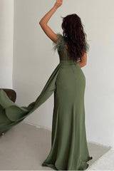 Straps Sweetheart Sleeveless Long Mermaid Formal Dress With Split