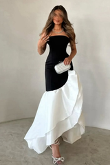 Sleeveless Strapless Long Mermaid Formal Dress With Ruffles Pleated