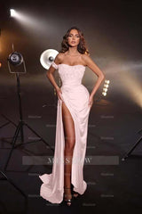 One Shoulder Sleeveless Mermaid Long Formal Dress With High Split