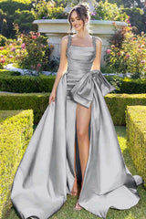 Straps Sleeveless Long Mermaid Split Formal Dress With Beading