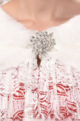 Fashion Tulle White Half-Sleeves Casual Bride Wedding Wraps with Crystal