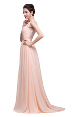 Floor-length A-line Crew Sash Chiffon Appliques Bridesmaid Dresses