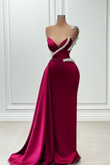 Glamorous Long Mermaid One Shoulder Beading Sleeveless Prom Dress