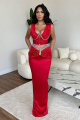 Glamorous Long Mermaid V-neck Rhinestones Sleeveless Prom Dress