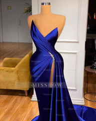 Glamorous Royal Blue Sweetheart Prom Dress Mermaid Long With Split