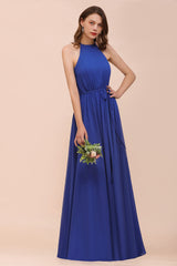 Gorgeous Affordable Chiffon Ruffle Royal Blue Bridesmaid Dresses