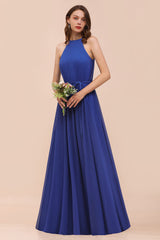 Gorgeous Affordable Chiffon Ruffle Royal Blue Bridesmaid Dresses