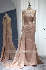 Gorgeous Long High Neck Beading Sequined Prom Dress With Long Sleeves