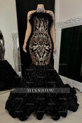 Gorgeous Long Mermaid Lace Flowers Sleeveless Prom Dress