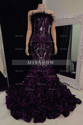 Gorgeous Long Mermaid Lace Flowers Sleeveless Prom Dress