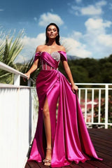 Gorgeous Long Mermaid Off-the-shoulder Sleeveless Split Evening Dresses With Glitter