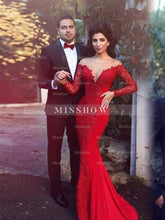 Gorgeous Mermaid Scoop Long Sleeves Applique Stretch Crepe Prom Dresses