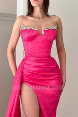 Gorgeous Sleeveless Sequined A-line Split Front Prom Dress