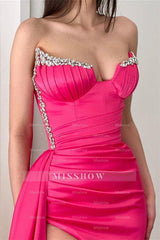 Gorgeous Sleeveless Sequined A-line Split Front Prom Dress