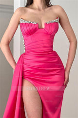 Gorgeous Sleeveless Sequined A-line Split Front Prom Dress