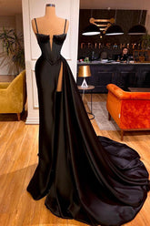 Black sweetheart split-front mermaid prom dress