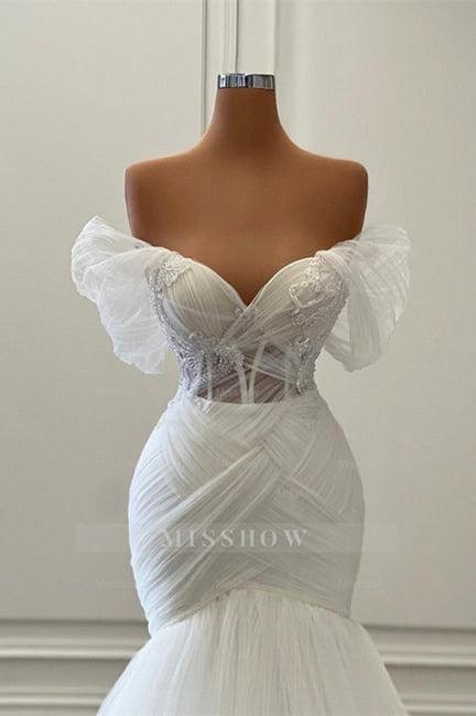 Gorgeous Sleeveless Strapless Off the Shoulder Mermaid Wedding Dress