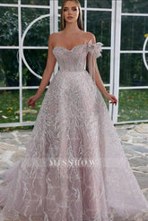 Gorgeous Sweetheart Off-the-shoulder Beading A-line Prom Dress