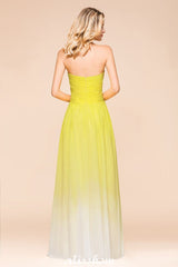 Gradient Sweetheart Floor Length Bridesmaid Dress Chiffon Wedding Party Dress
