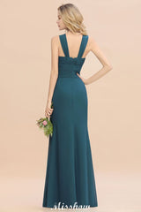 Halter A-line Bridesmaid Dresses Floor-Length Dress for Wedding Party
