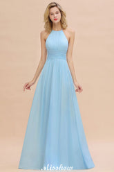 Halter Backless Beach Bridesmaid Dress Chiffon Garden Wedding Party Dress