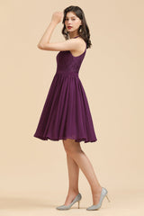 Halter Lace Bridesmaid Dress Chiffon Sleeveless Short Dress