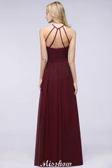 Halter Sleeveless Floor-Length Bridesmaid Dress with Ruffles