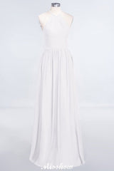 Halter Sleeveless Floor-Length Bridesmaid Dress with Ruffles