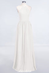 Halter Sleeveless Floor-Length Bridesmaid Dress with Ruffles
