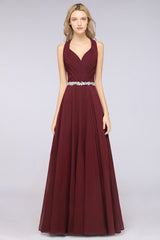 Halter V-Neck Sleeveless Ruffle Bridesmaid Dress with Appliques Sashes Evening Swing Dress
