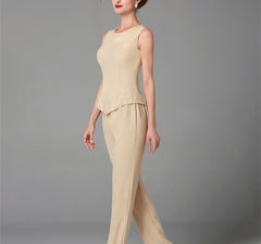 Chiffon Long Sleeves Mother Of The Bride Pantsuits With Jacket Sequins
