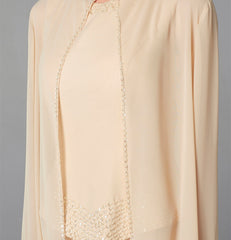 Chiffon Long Sleeves Mother Of The Bride Pantsuits With Jacket Sequins