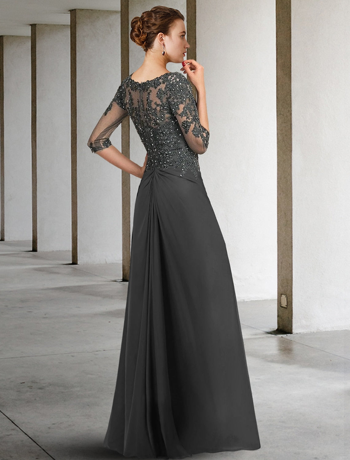 A Line Princess Square Neck Floor Length Mother Of The Bride Dresses