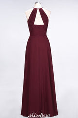 Jewel Sleeveless Floor-Length Bridesmaid Dress Ruffles Spaghetti aline Maid of Honor Dress