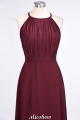 Jewel Sleeveless Floor-Length Bridesmaid Dress Ruffles Spaghetti aline Maid of Honor Dress