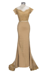 Lace Appliques Mermaid Off-shoulder Sweetheart Sheer Prom Dresses