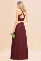 Lace Spaghetti Straps Prom Dresses | A-Line Sleeveless Side Split Evening Dresses