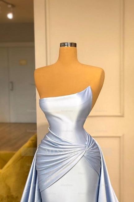 Light Blue A-line Sleeveless Evening Dresses Long Simple Prom Dresses
